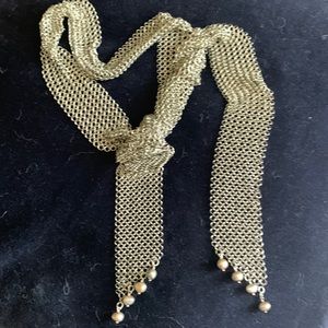 Metal “lace” stainless scarf with pearls